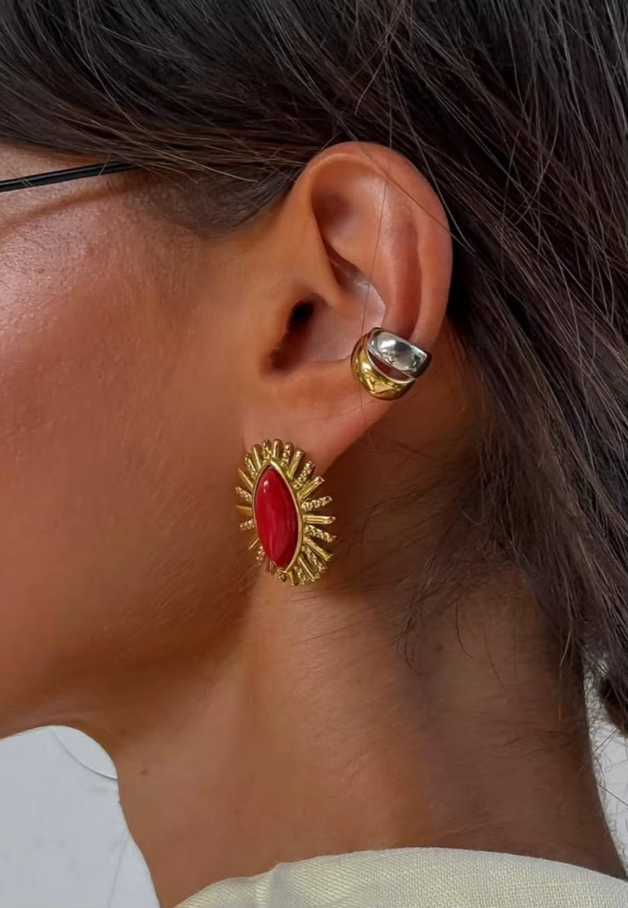 VINTAGE NOIR SUNBURST STUD EARRINGS