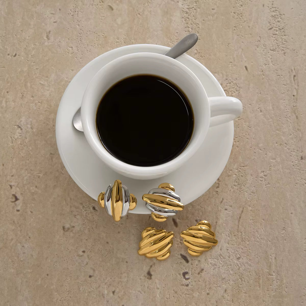 VINTAGE SCULPTED WAVE STUD EARRINGS
