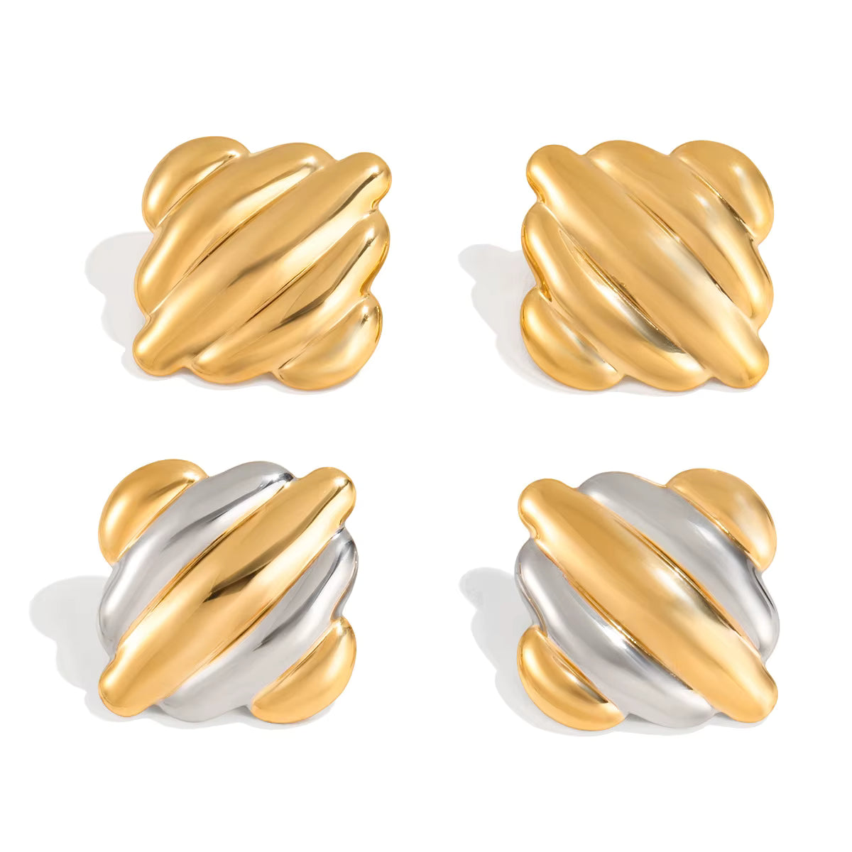 VINTAGE SCULPTED WAVE STUD EARRINGS