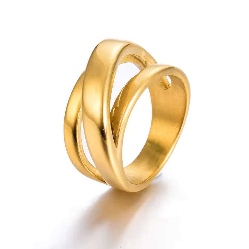 GOLD GEOMETRIC KNOT RING SET (3 pcs)