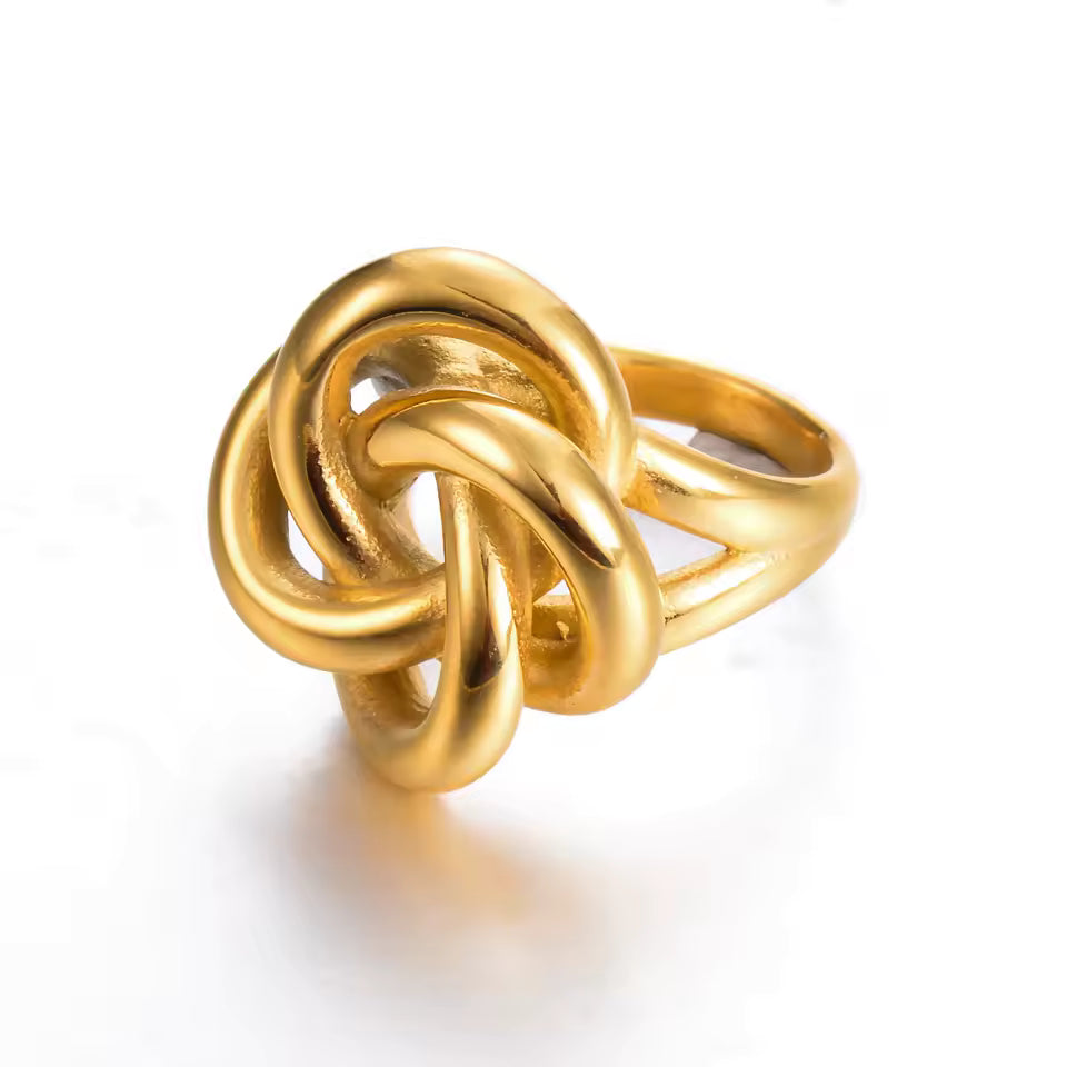 GOLD GEOMETRIC KNOT RING SET (3 pcs)