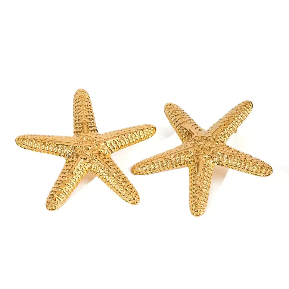 SEA GOLDEN STARFISH STATEMENT EARRINGS