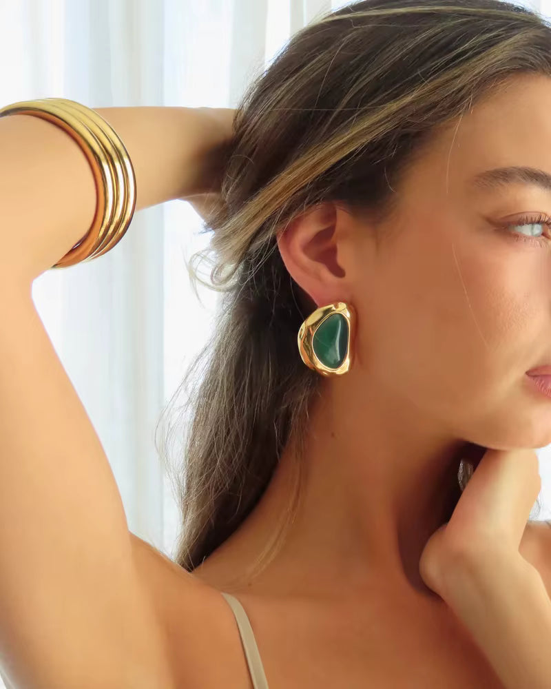 BOTANICA VERDE AGATE SCULPTURAL EARRINGS