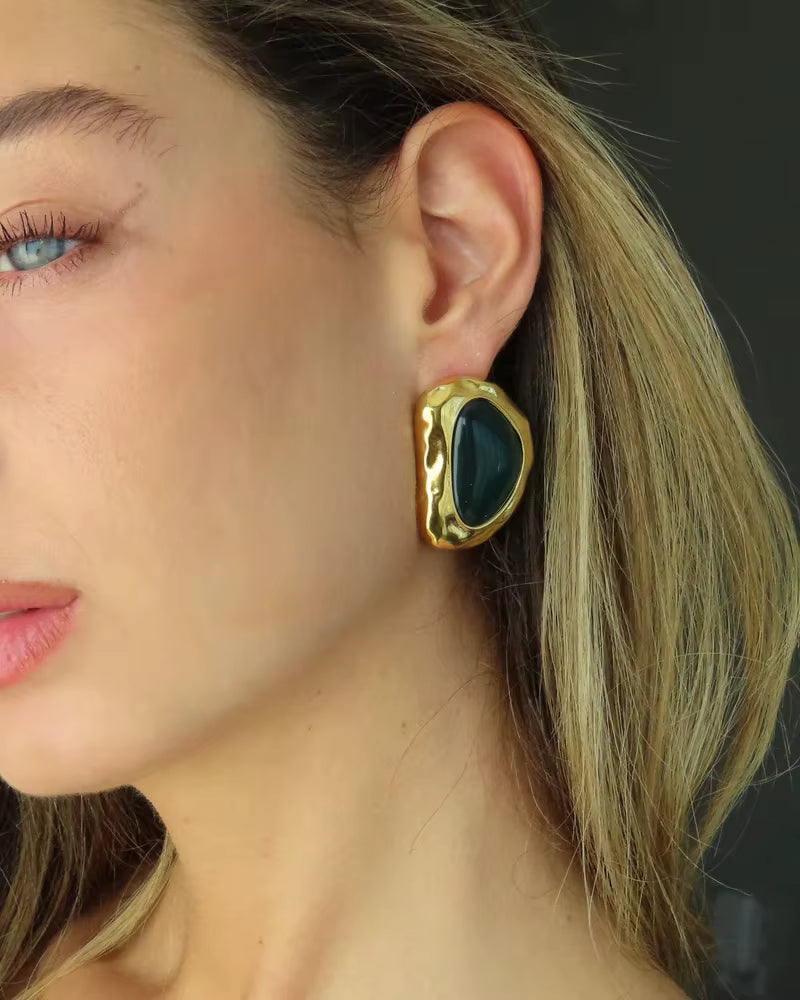 BOTANICA VERDE AGATE SCULPTURAL EARRINGS