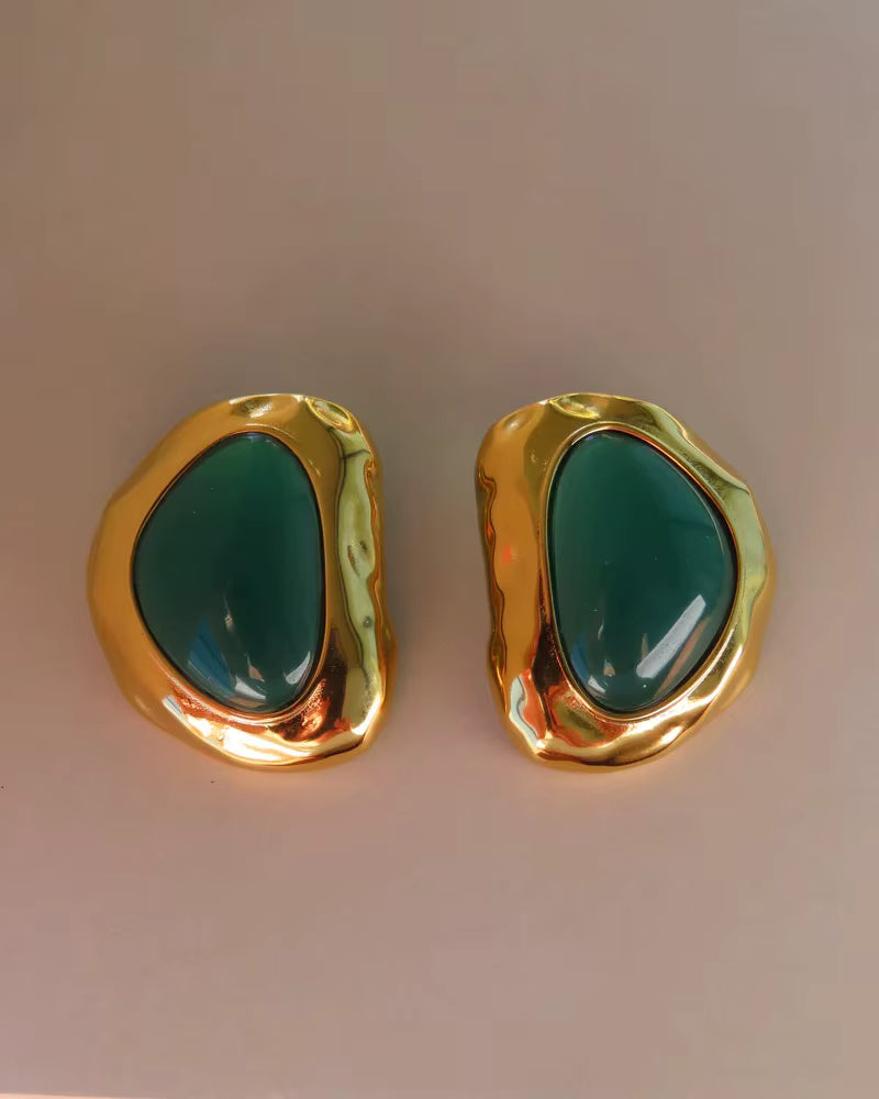 BOTANICA VERDE AGATE SCULPTURAL EARRINGS
