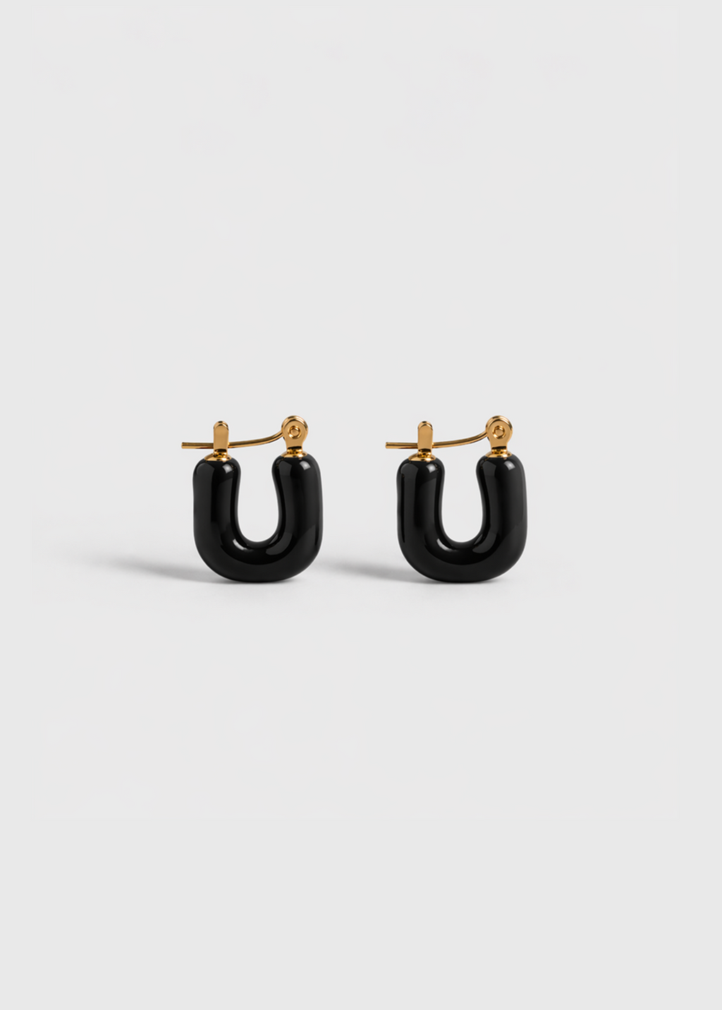 Cherry red enamel hoop earrings gold-plated stainless steel by Theviloa