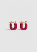 Cherry red enamel hoop earrings gold-plated stainless steel by Theviloa