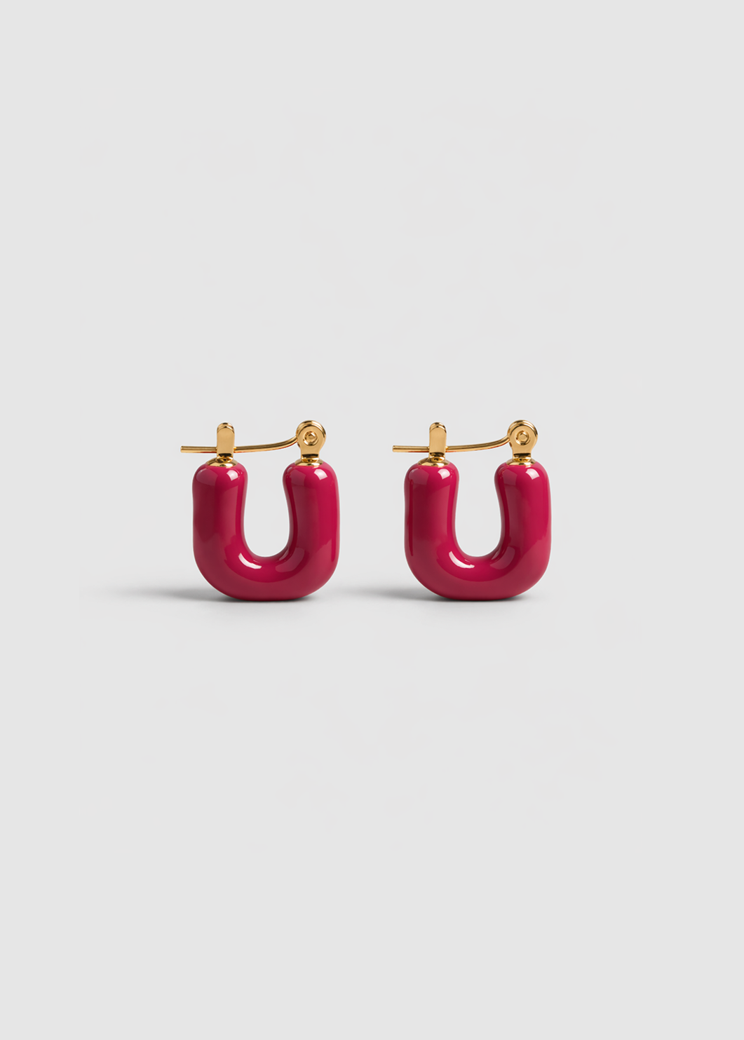 Cherry red enamel hoop earrings gold-plated stainless steel by Theviloa