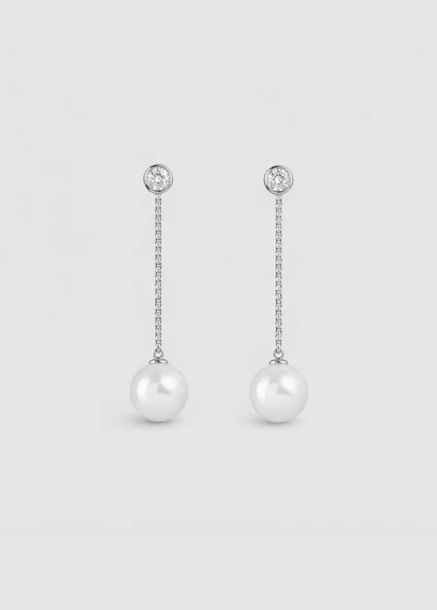 DROP PEARL CHAIN EARRING