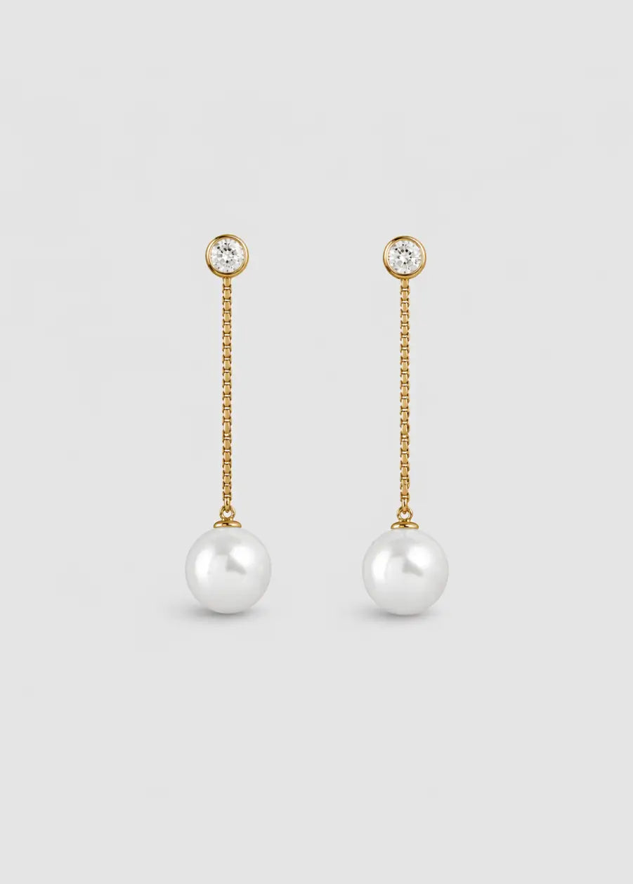 DROP PEARL CHAIN EARRING
