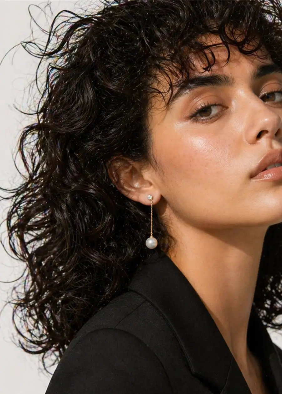 DROP PEARL CHAIN EARRING