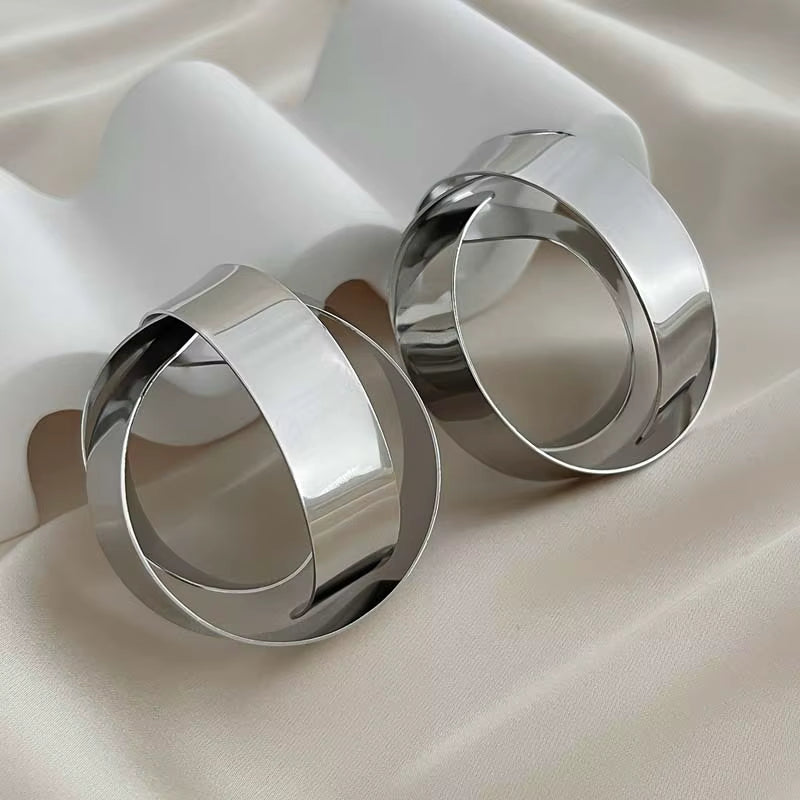 GOLD WRAPPED METAL STATEMENT EARRINGS