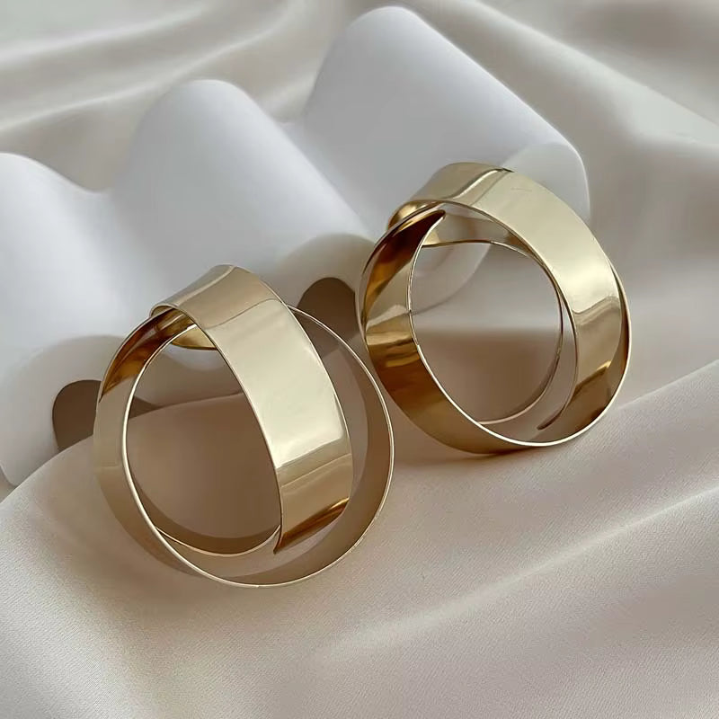 GOLD WRAPPED METAL STATEMENT EARRINGS