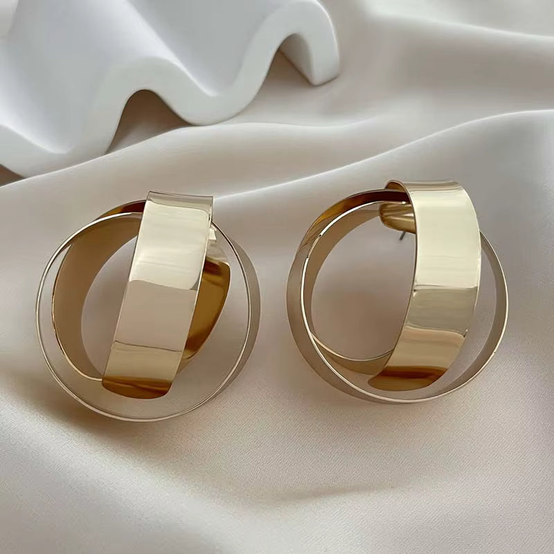 GOLD WRAPPED METAL STATEMENT EARRINGS