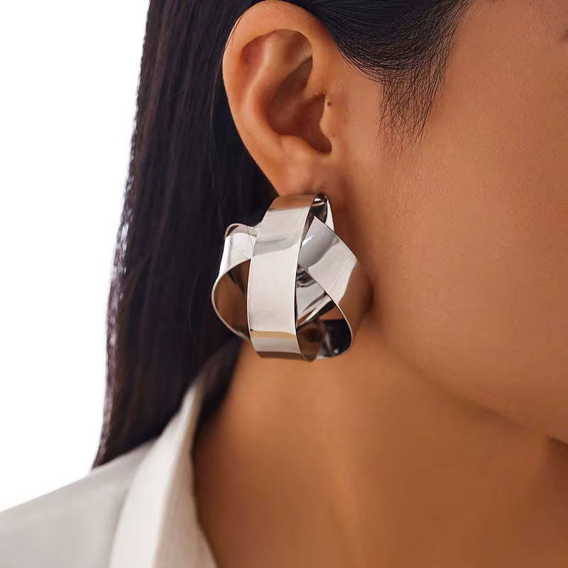 GOLD WRAPPED METAL STATEMENT EARRINGS