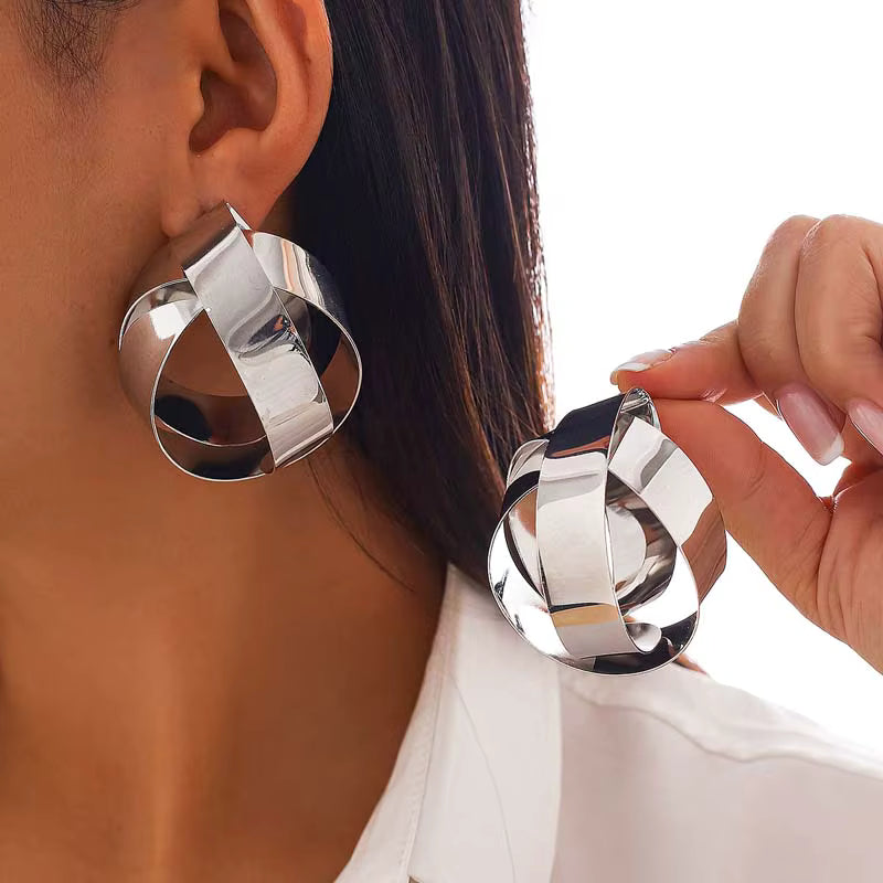 GOLD WRAPPED METAL STATEMENT EARRINGS