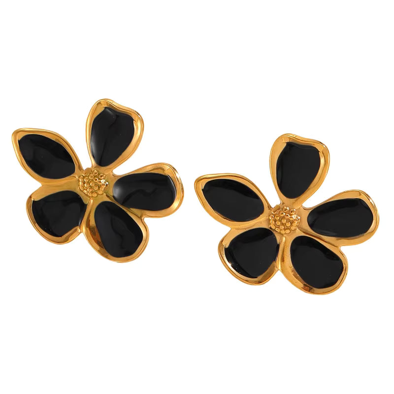 BOTANICA BLACK PETAL STUD EARRINGS