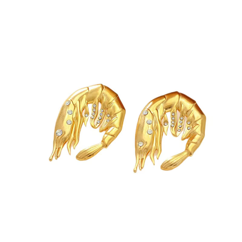 SEA GOLD SHRIMP STATEMENT EARRINGS