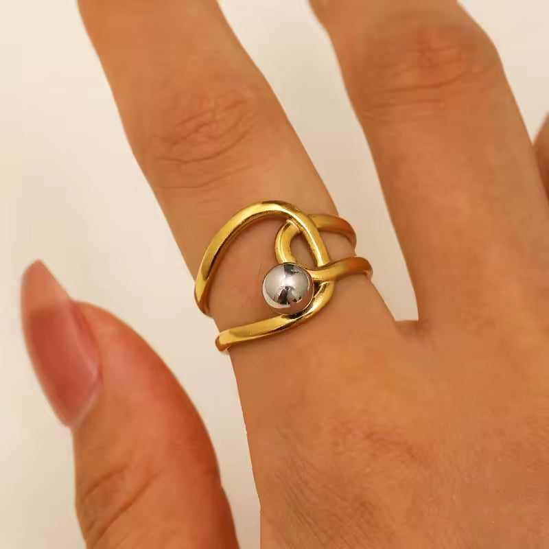 SEA GOLD KNOT BEAD RING