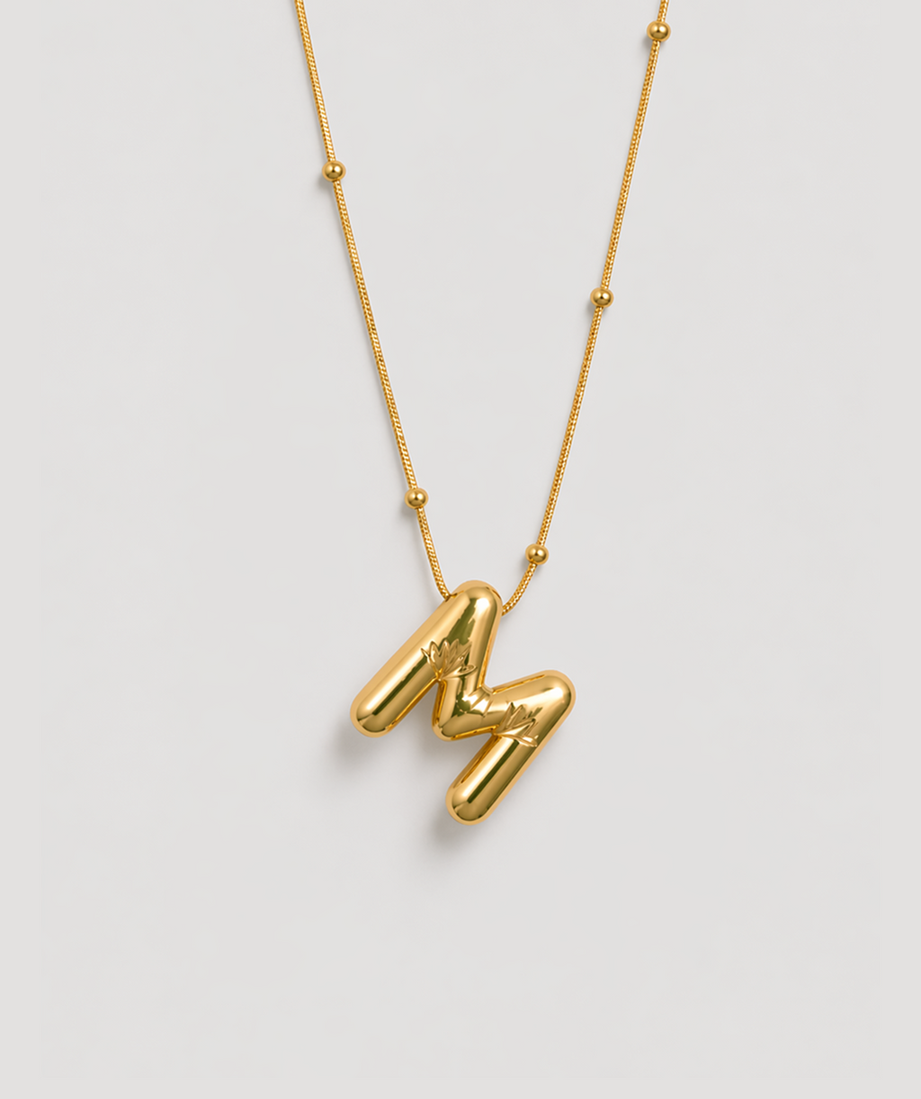 Initial letter pendant necklace gold-plated stainless steel by Theviloa
