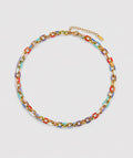 Multicolor enamel link necklace gold-plated stainless steel by Theviloa